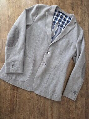 Luxury Italian Fabric Tailored Fit Knit Sport Coat with Elbow Patches